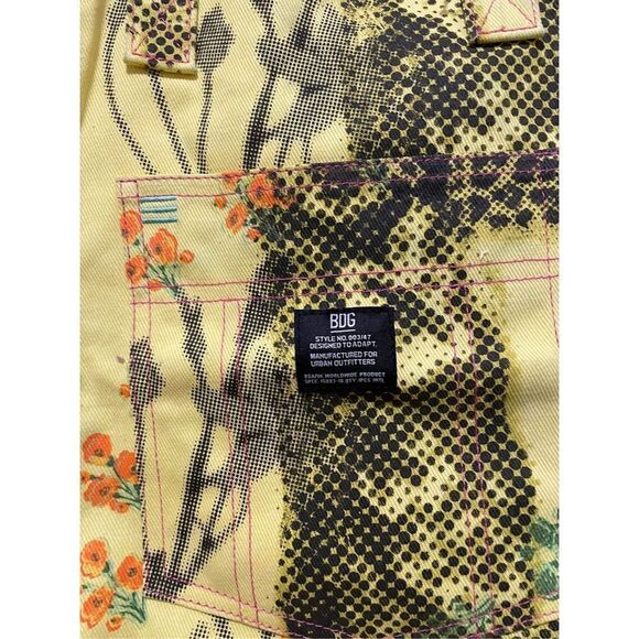 URBAN OUTFITTERS BDG LARGE COTTON TWILL TOTE BAG YELLOW BLACK PRINTED - Picture 6 of 9